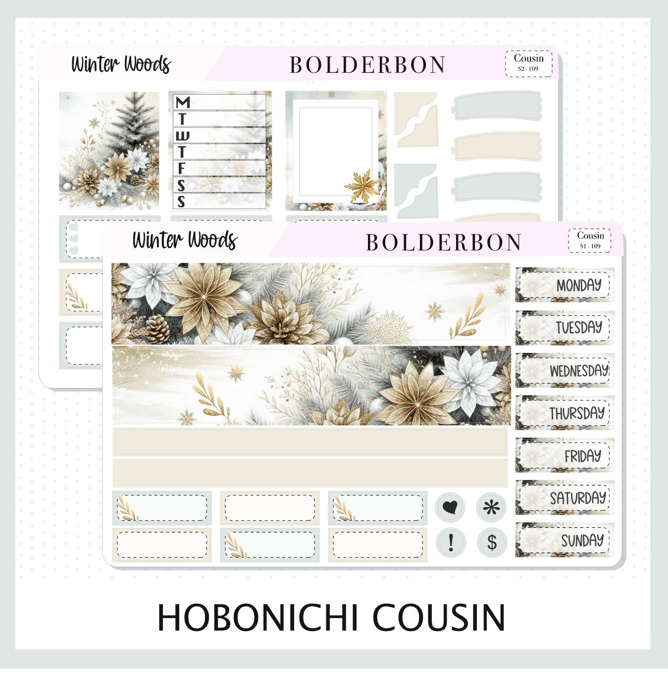 WINTER WOODS Hobonichi Cousin || Planner Sticker Kit