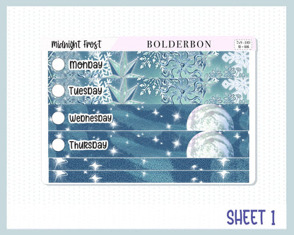 MIDNIGHT FROST 7x9 Daily Duo || Planner Sticker Kit for Erin Condren, Winter, Snowflakes