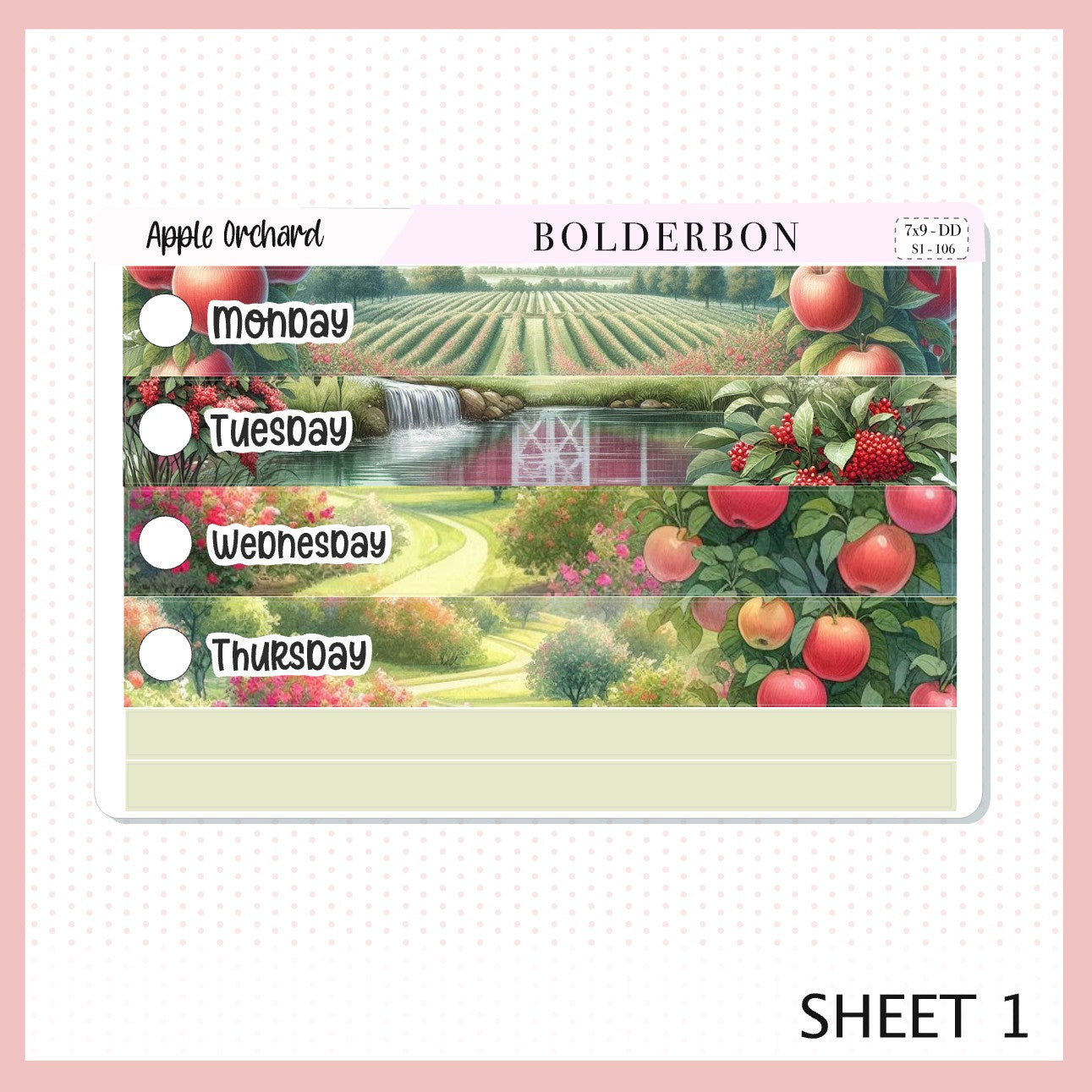 APPLE ORCHARD 7x9 Daily Duo || Planner Sticker Kit for Erin Condren