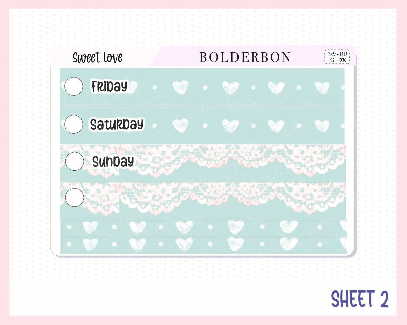 SWEET LOVE 7x9 Daily Duo || Planner Sticker Kit for Erin Condren