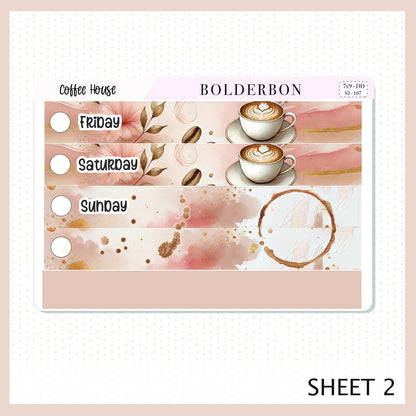 COFFEE HOUSE 7x9 Daily Duo || Planner Sticker Kit for Erin Condren