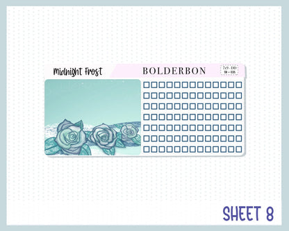 MIDNIGHT FROST 7x9 Daily Duo || Planner Sticker Kit for Erin Condren, Winter, Snowflakes