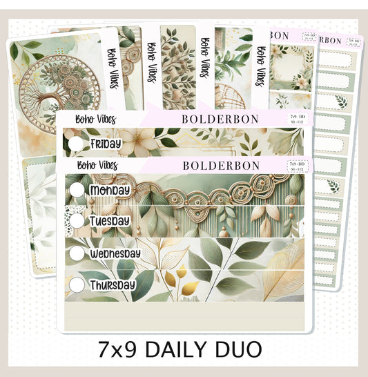 BOHO VIBES 7x9 Daily Duo || Planner Sticker Kit for Erin Condren