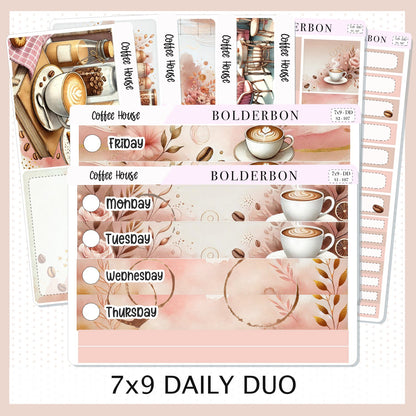 COFFEE HOUSE 7x9 Daily Duo || Planner Sticker Kit for Erin Condren