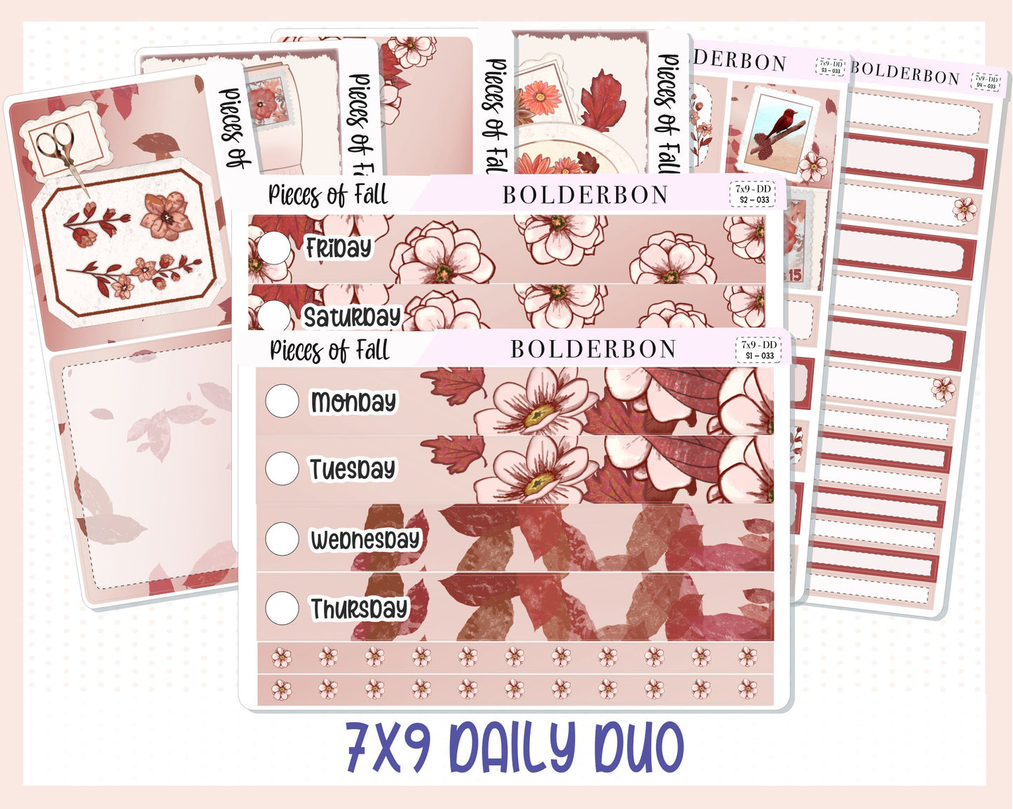 PIECES OF FALL 7x9 Daily Duo || Fall Planner Sticker Kit for Erin Condren, Autumn