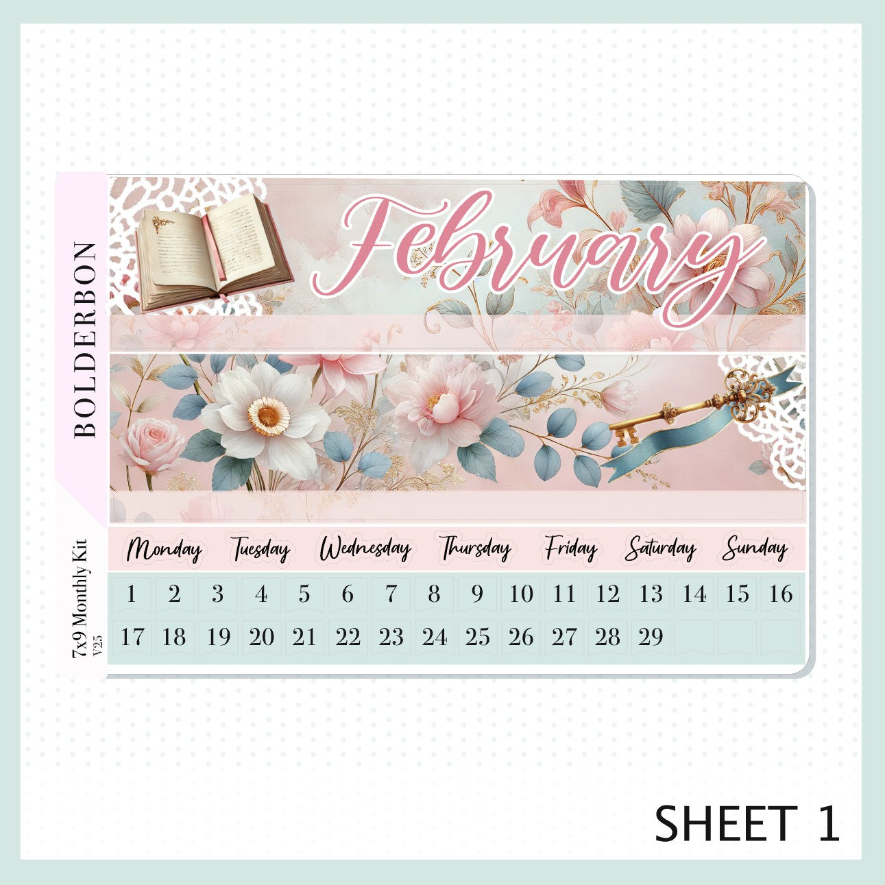 FEBRUARY 7x9 Monthly Sticker Kit || Timeless Tales, Bookish