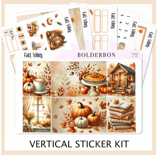 FALL VIBES || 7x9 Vertical Planner Sticker Kit