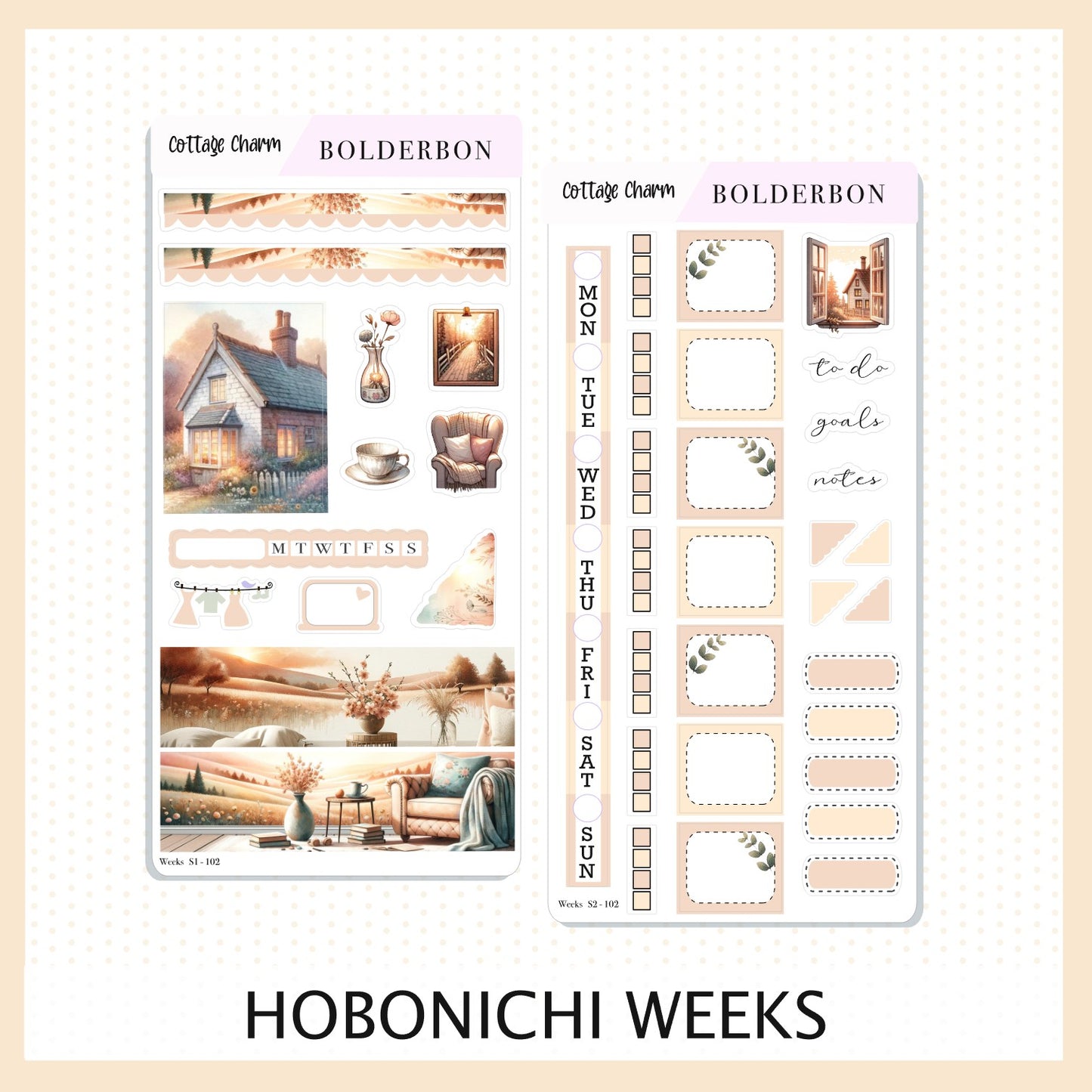 COTTAGE CHARM Hobonichi Weeks || Planner Sticker Kit