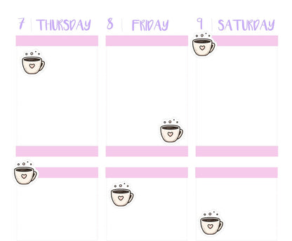 COFFEE Icon Stickers || Planner Stickers, Latte, Mocha, Tea, Cappuccino, Espresso