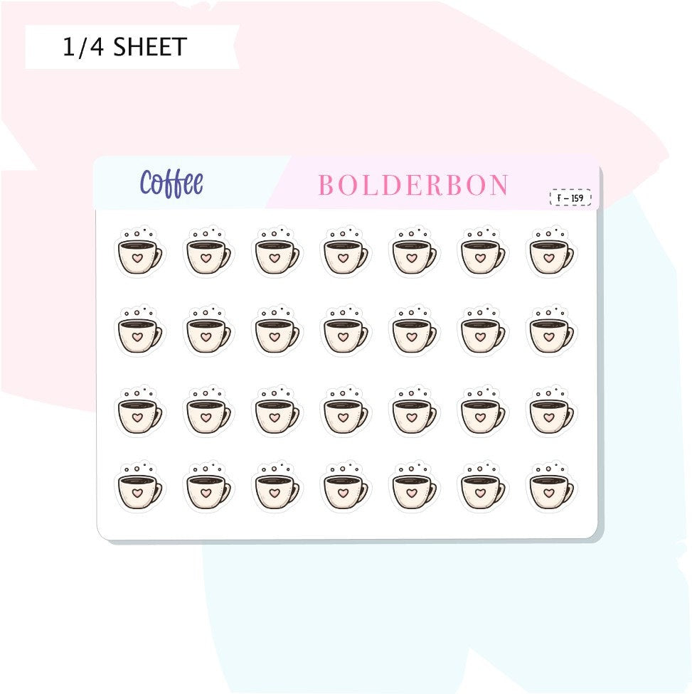 COFFEE Icon Stickers || Planner Stickers, Latte, Mocha, Tea, Cappuccino, Espresso