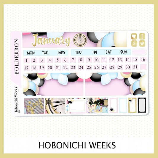 JANUARY Hobonichi Weeks Sticker Kit || Monthly Planner Stickers for Hobonichi Weeks, New Years, 2022