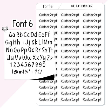 SCRIPT Custom Text Stickers || 45+ Word Font Matte White or Clear Sticker Paper