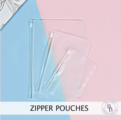 Planner Zipper Pouch | A5, Personal Size, Pocket, Frost, Clear Sleeve Document