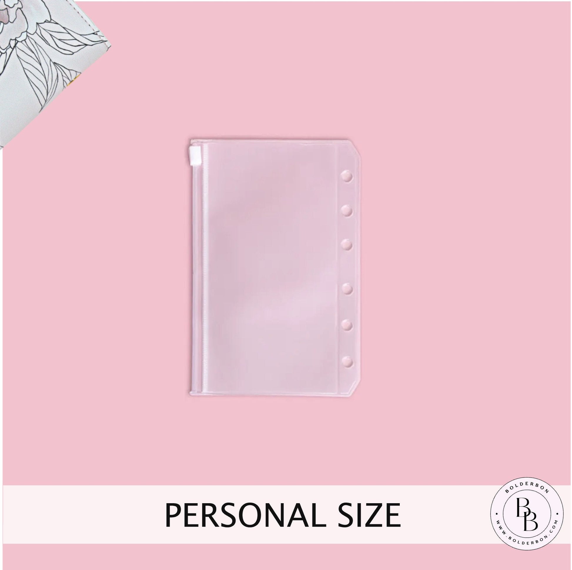 Planner Zipper Pouch | A5, Personal Size, Pocket, Frost, Clear Sleeve Document