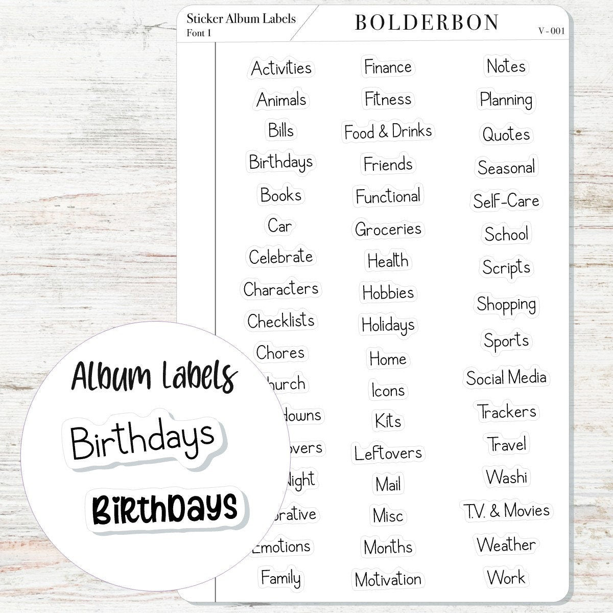 STICKER ALBUM LABELS || Divider Labels, Planner Sticker Labels, Tab Labels