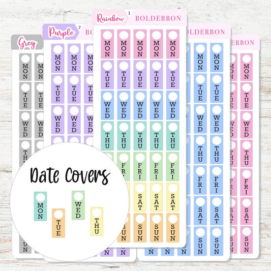 MINI DATE COVERS || Hobonichi Weeks, Planner Stickers, Mini Planner, Planner Stickers, Pastel, Colorful, Hobo Stickers,