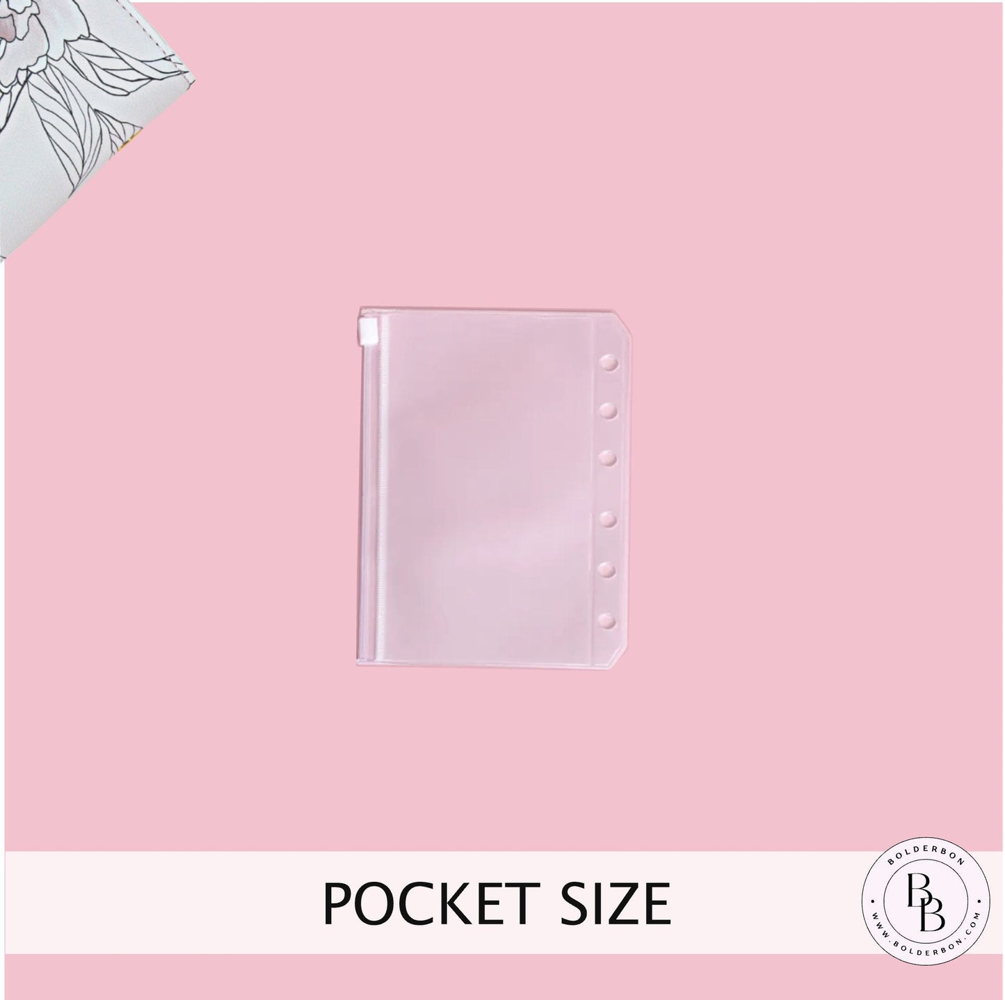 Planner Zipper Pouch | A5, Personal Size, Pocket, Frost, Clear Sleeve Document