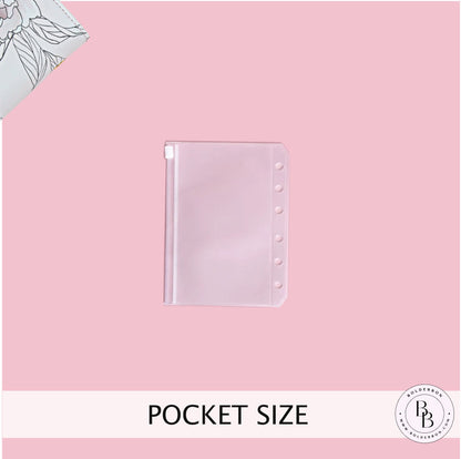 Planner Zipper Pouch | A5, Personal Size, Pocket, Frost, Clear Sleeve Document