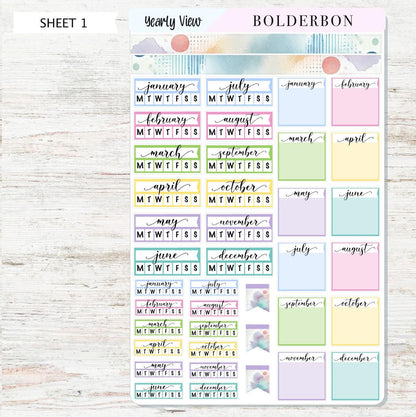 NEW - HOBONICHI COUSIN Yearly View || Colorful Monthly Headers, Calendar Stickers, Year At A Glance, Hobonichi Weeks Kit, A5 Stickers