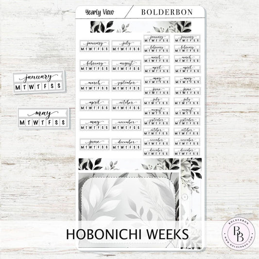 NEW - YEARLY VIEW Hobonichi Weeks - Slate || Monthly Headers, Calendar Stickers, Year At A Glance, Hobonichi Weeks Kit