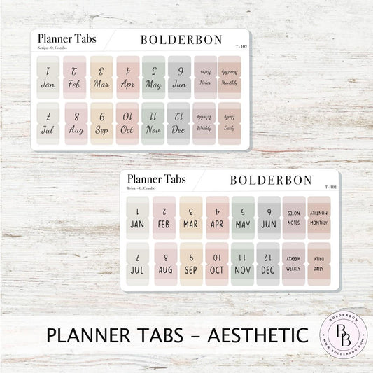 AESTHETIC PLANNER TABS || Hobonichi Tabs, Weeks, Cousin, A6, B6, Tab Dividers, Monthly Tabs, Tab Stickers, Divider Tabs, Colorful, Minimal