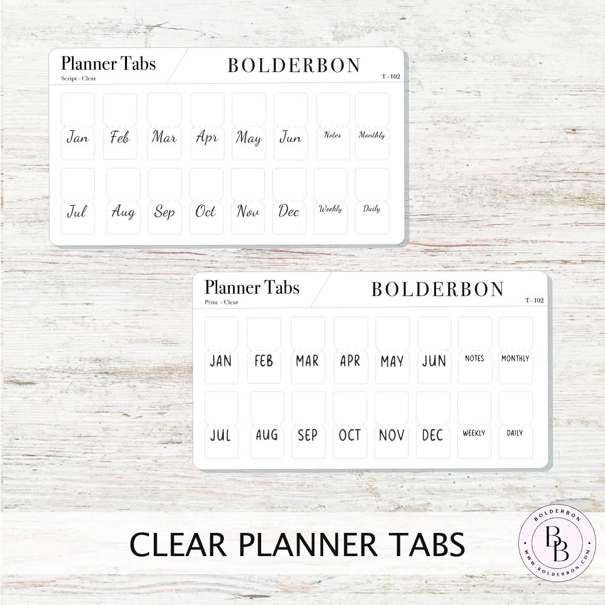 CLEAR PLANNER TABS || Hobonichi Tabs, Weeks, Cousin, A6, B6, Tab Dividers, Monthly Tabs, Tab Stickers, Divider Tabs, Minimal