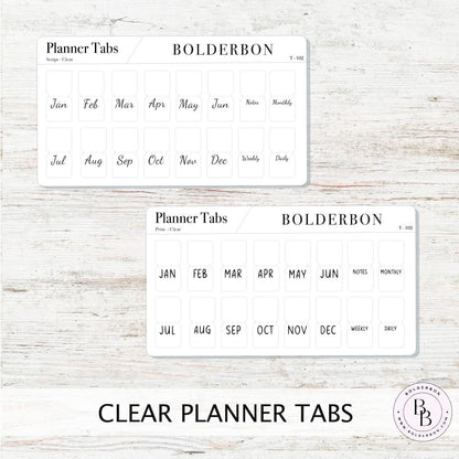 CLEAR PLANNER TABS || Hobonichi Tabs, Weeks, Cousin, A6, B6, Tab Dividers, Monthly Tabs, Tab Stickers, Divider Tabs, Minimal