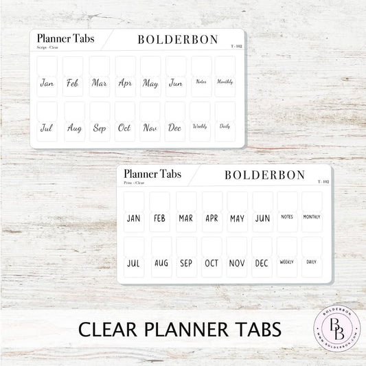 CLEAR PLANNER TABS || Hobonichi Tabs, Weeks, Cousin, A6, B6, Tab Dividers, Monthly Tabs, Tab Stickers, Divider Tabs, Minimal