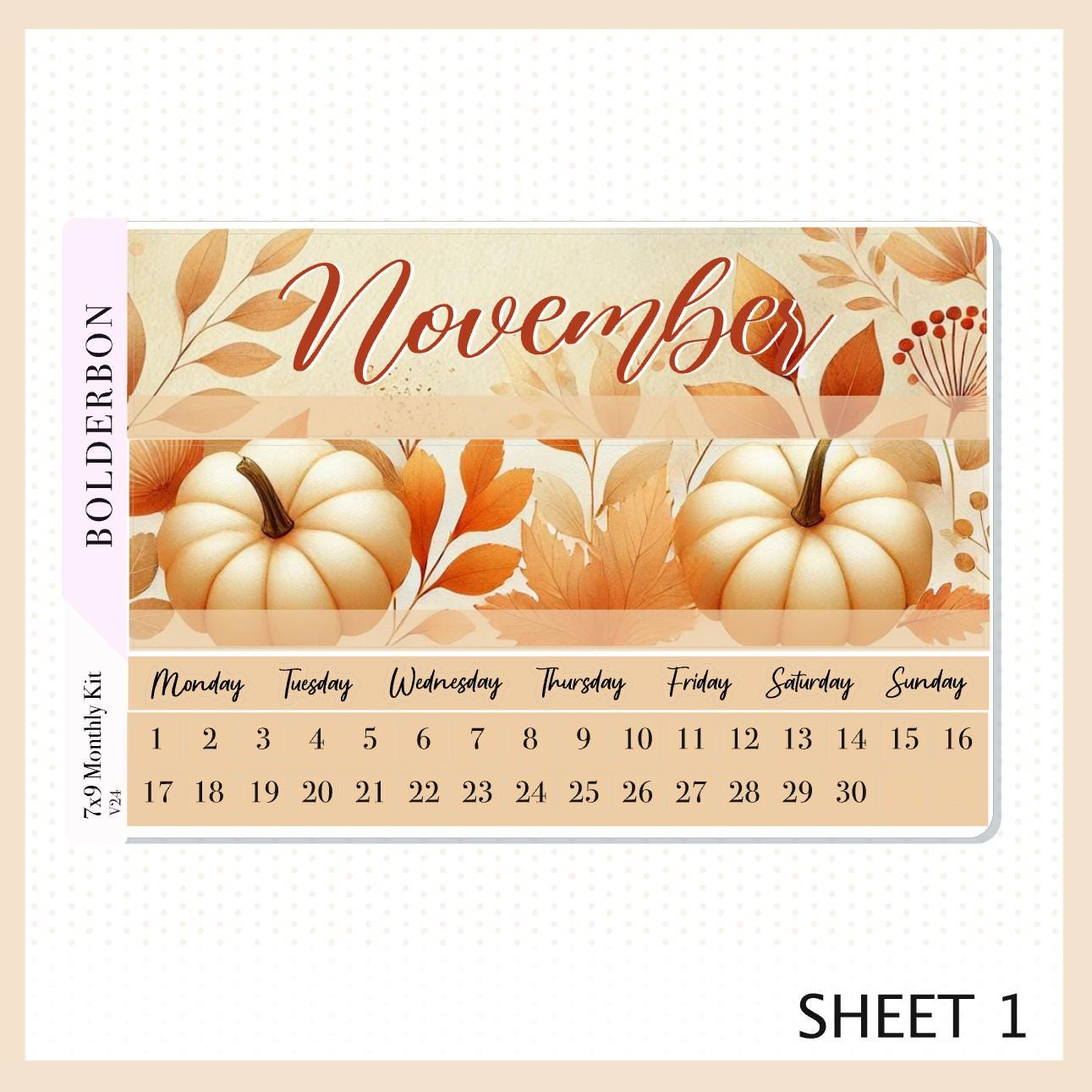 NOVEMBER 7x9 Monthly Sticker Kit || Fall Vibes