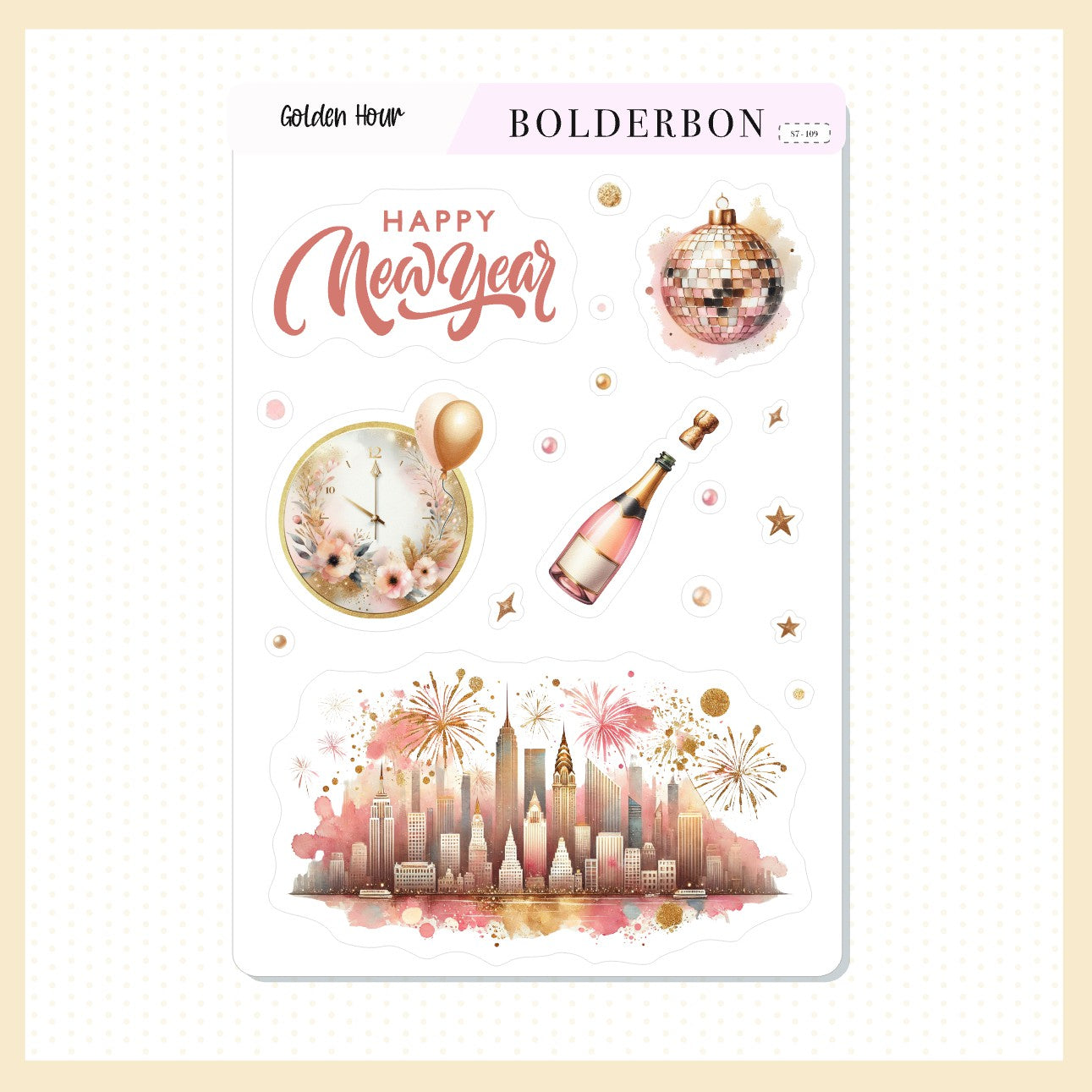 GOLDEN HOUR || Journal Stickers, New Year's, Celebration