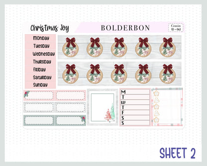 CHRISTMAS JOY Hobonichi Cousin || Weekly Planner Sticker Kit Hand Drawn