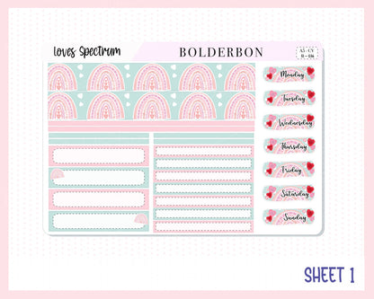 LOVES SPECTRUM "Compact Vertical" || A5 Planner Sticker Kit, Valentine's, Love