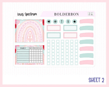 LOVES SPECTRUM "Compact Vertical" || A5 Planner Sticker Kit, Valentine's, Love