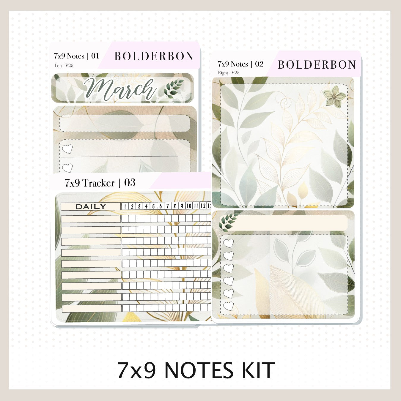 MARCH 7x9 Notes Kit || Boho Vibes, Planner Sticker Kit for Erin Condren Dashboard