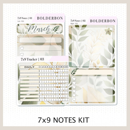 MARCH 7x9 Notes Kit || Boho Vibes, Planner Sticker Kit for Erin Condren Dashboard