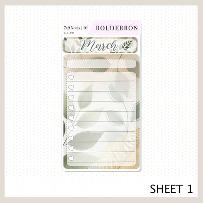 MARCH 7x9 Notes Kit || Boho Vibes, Planner Sticker Kit for Erin Condren Dashboard