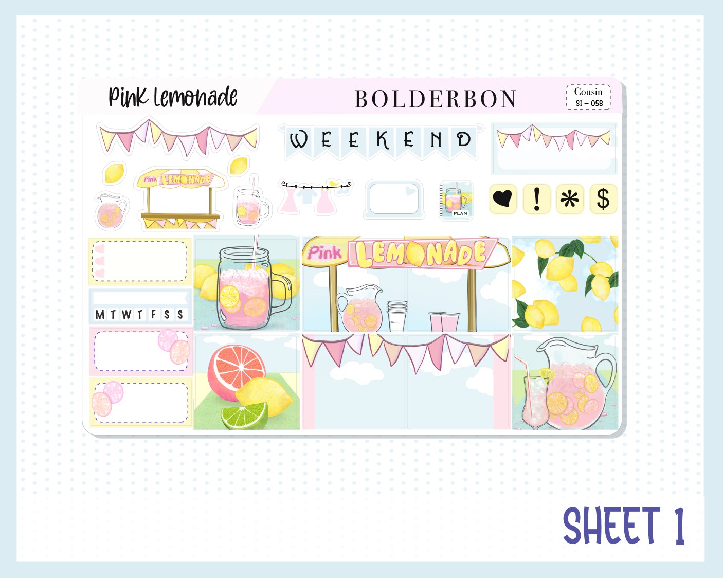 PINK LEMONADE || Hobonichi Cousin Planner Sticker Kit