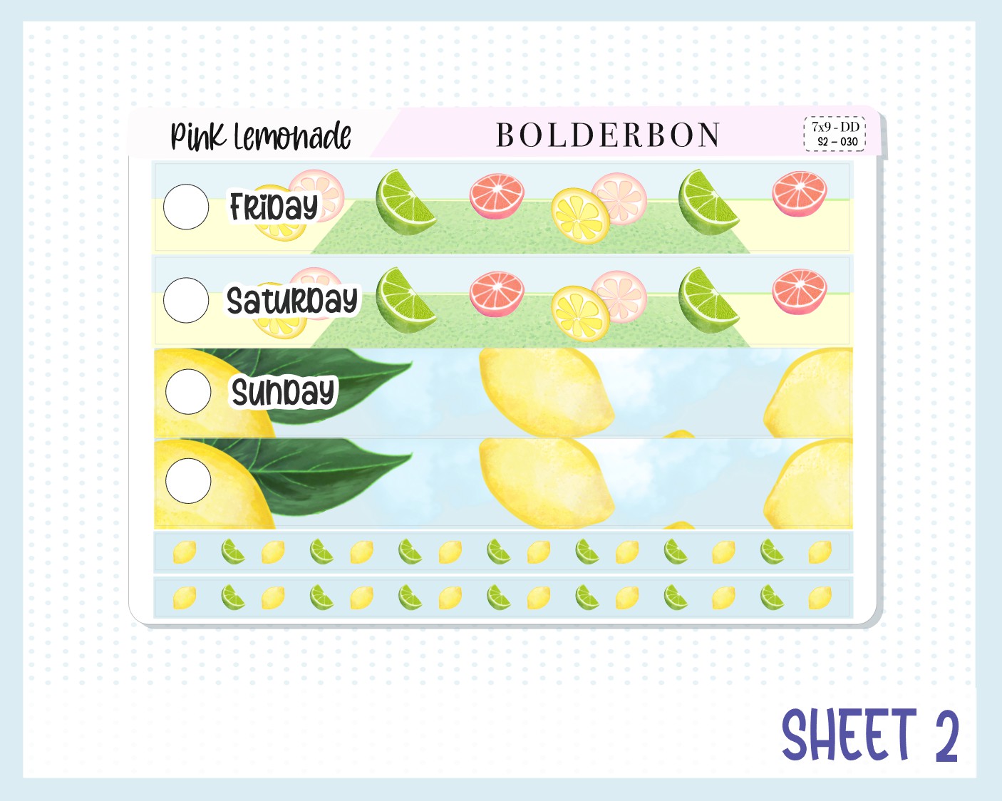 PINK LEMONADE "7x9 Daily Duo" || Weekly Planner Sticker Kit for Erin Condren