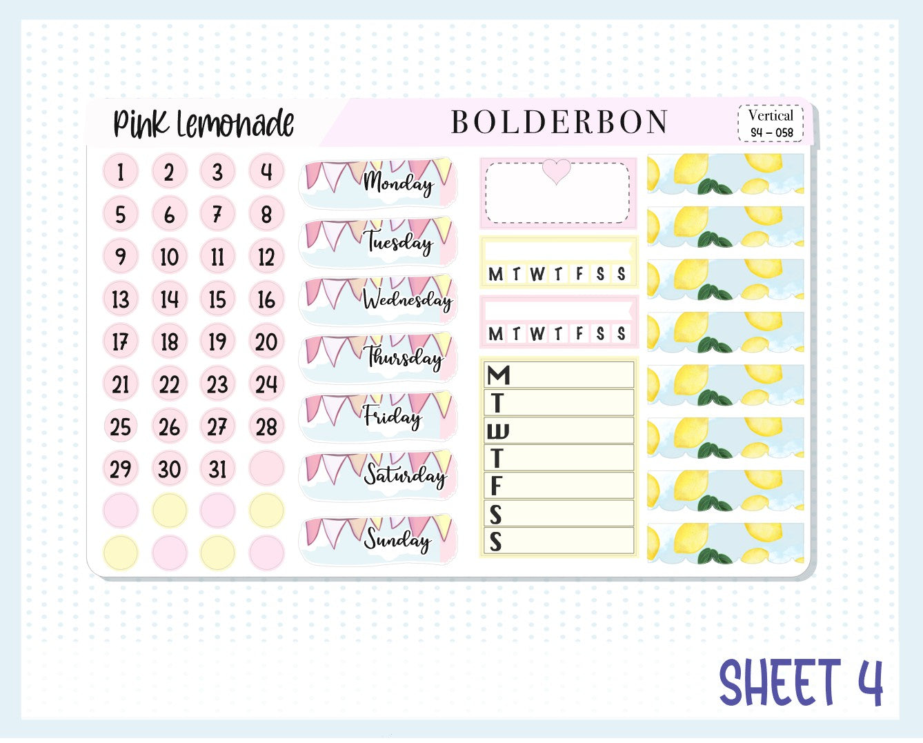 PINK LEMONADE || 7x9 Vertical Planner Sticker Kit