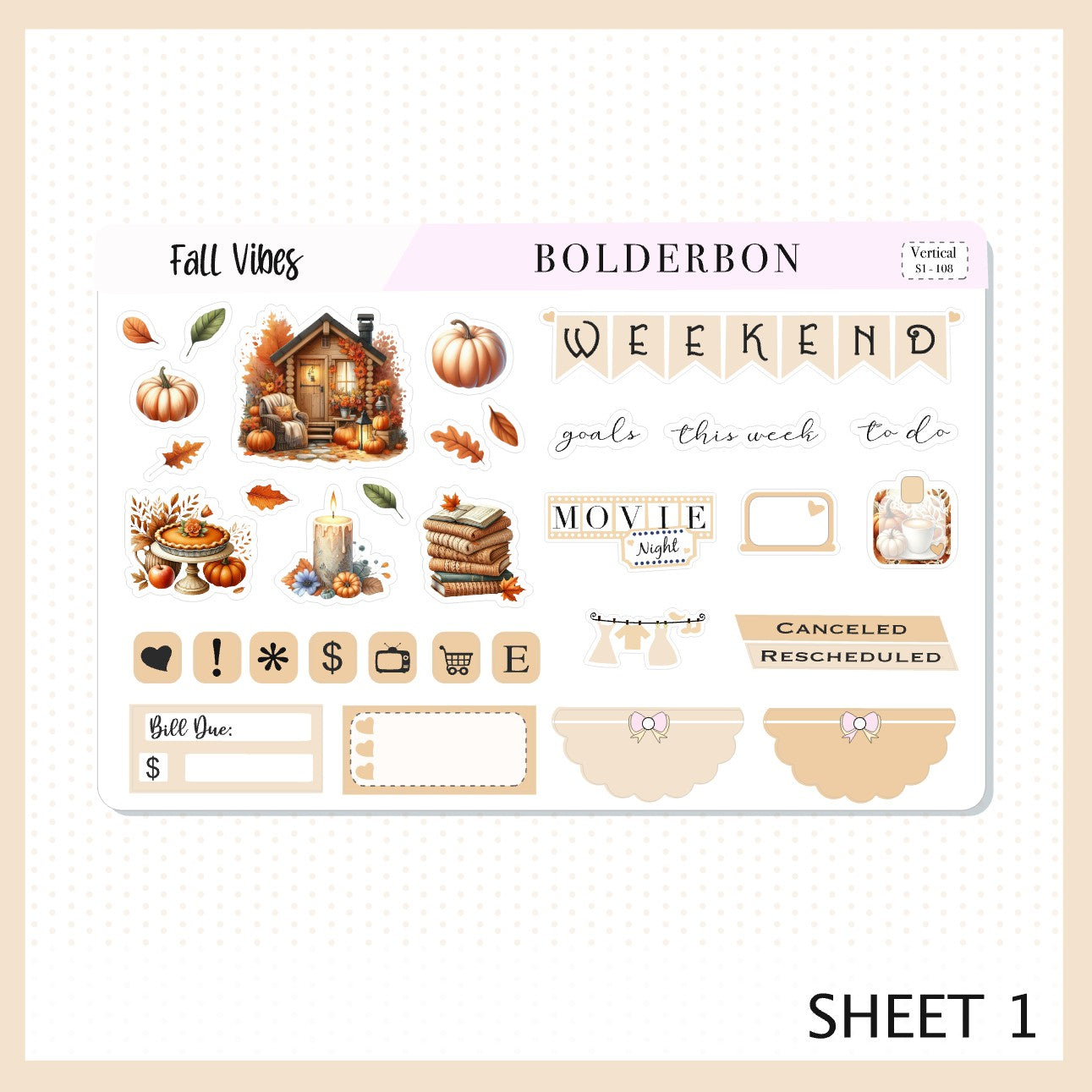 FALL VIBES || 7x9 Vertical Planner Sticker Kit