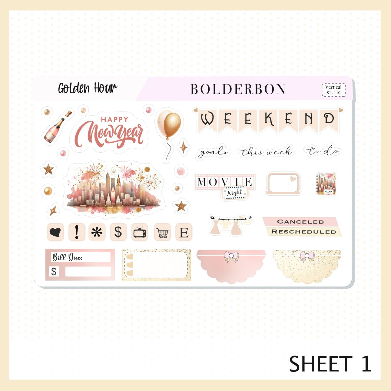 GOLDEN HOUR || 7x9 Vertical Planner Sticker Kit