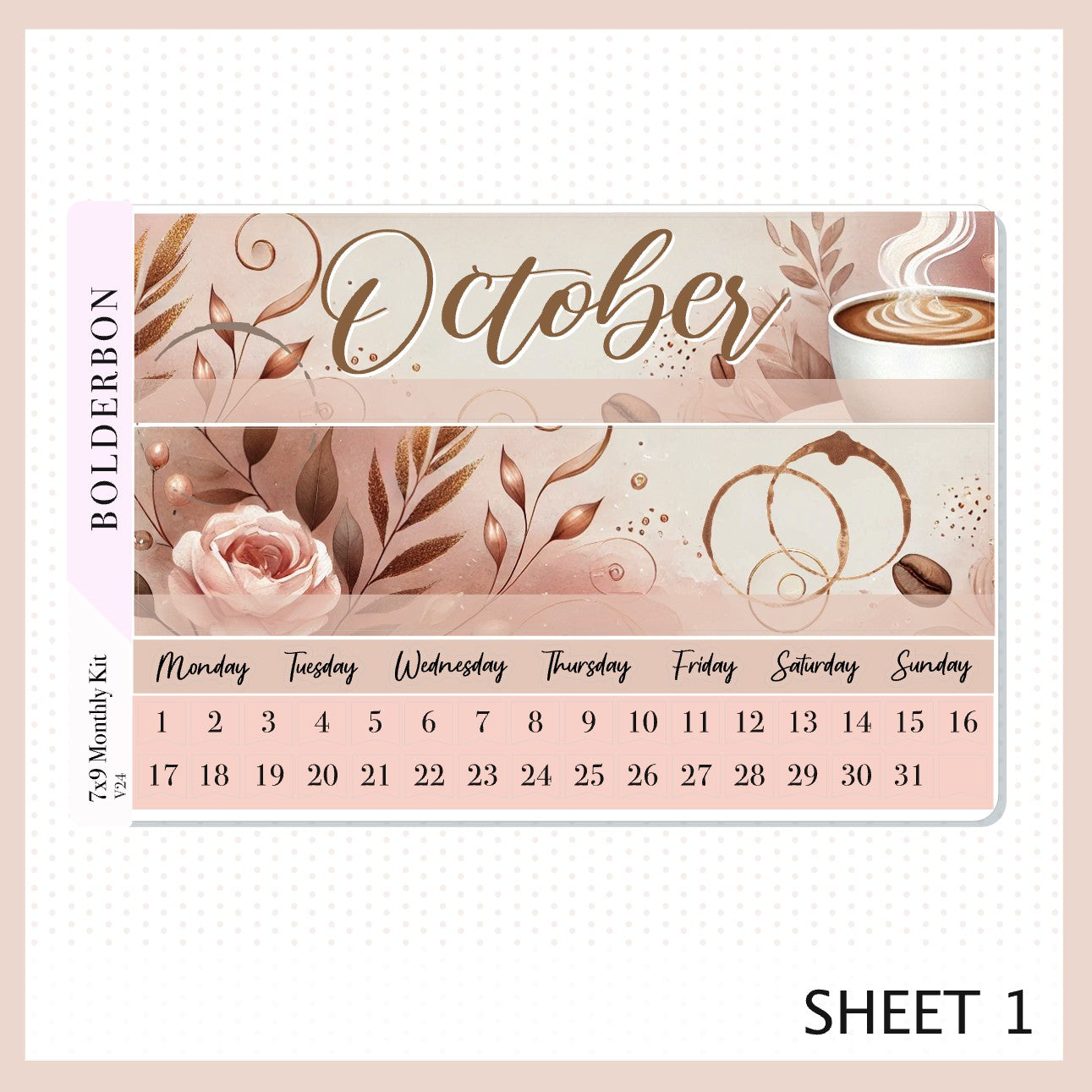 OCTOBER 7x9 Monthly Sticker Kit || Coffee House