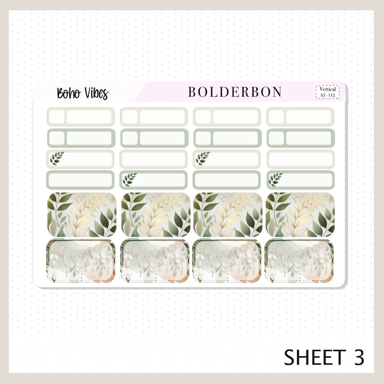 BOHO VIBES || 7x9 Vertical Planner Sticker Kit