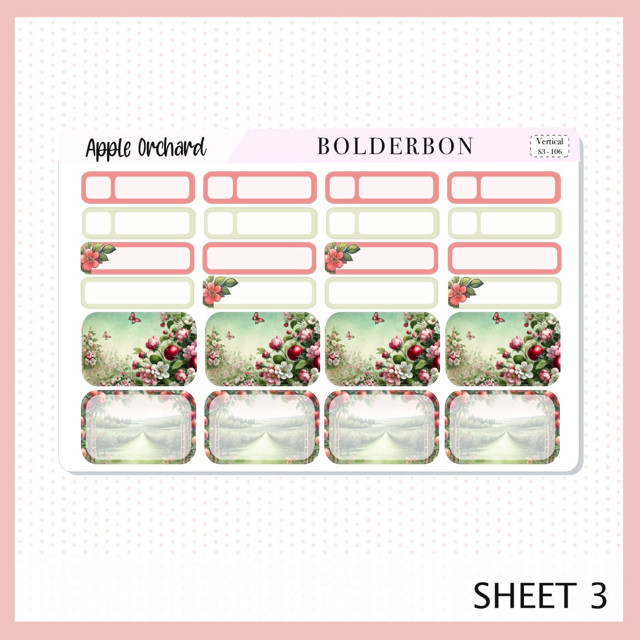 APPLE ORCHARD || 7x9 Vertical Planner Sticker Kit