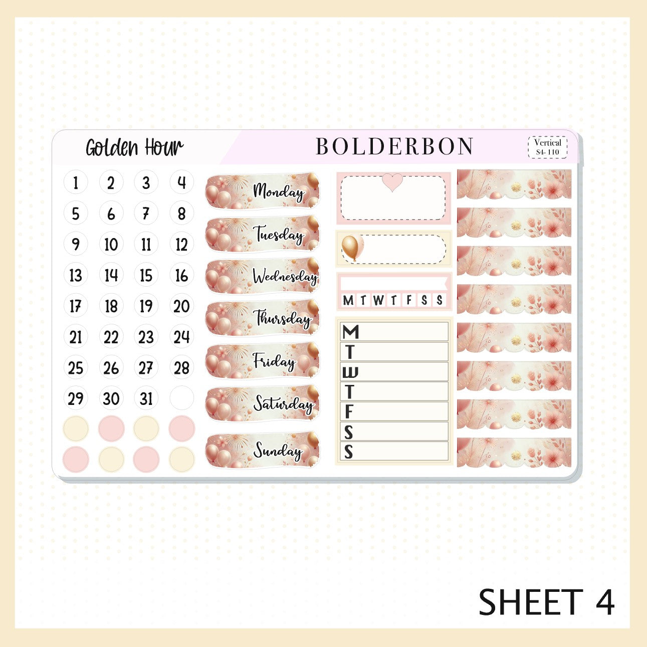 GOLDEN HOUR || 7x9 Vertical Planner Sticker Kit