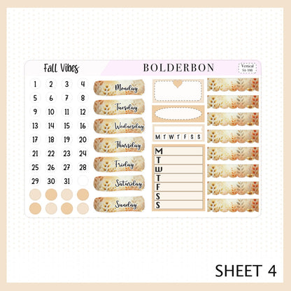 FALL VIBES || 7x9 Vertical Planner Sticker Kit