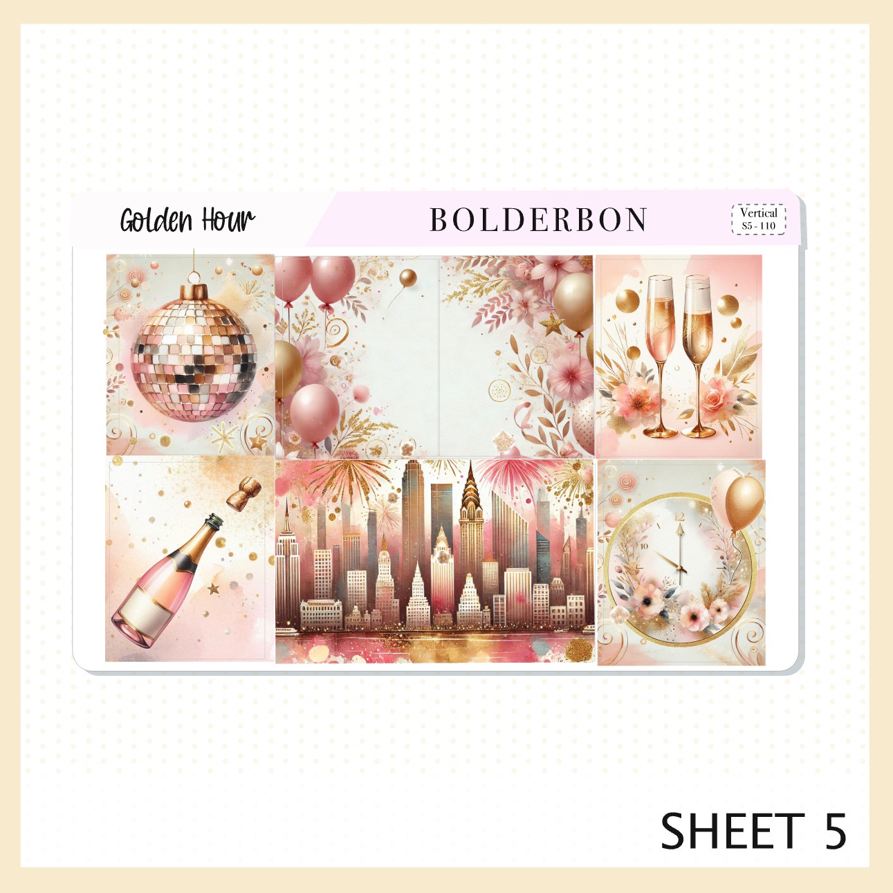 GOLDEN HOUR || 7x9 Vertical Planner Sticker Kit