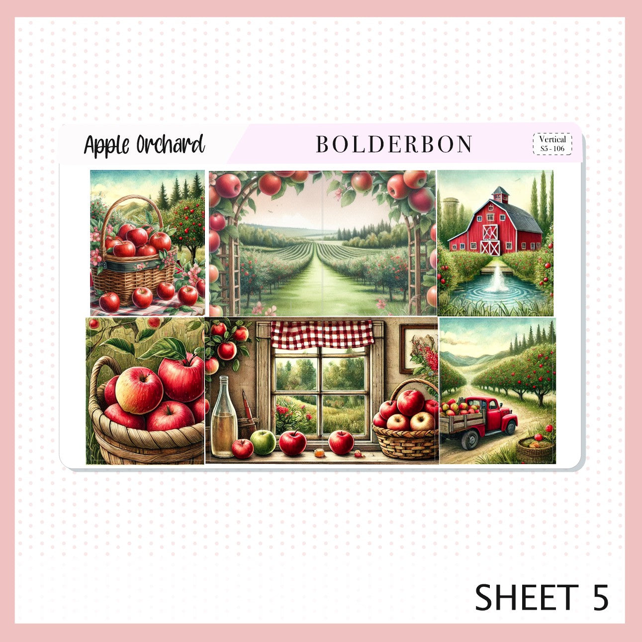 APPLE ORCHARD || 7x9 Vertical Planner Sticker Kit