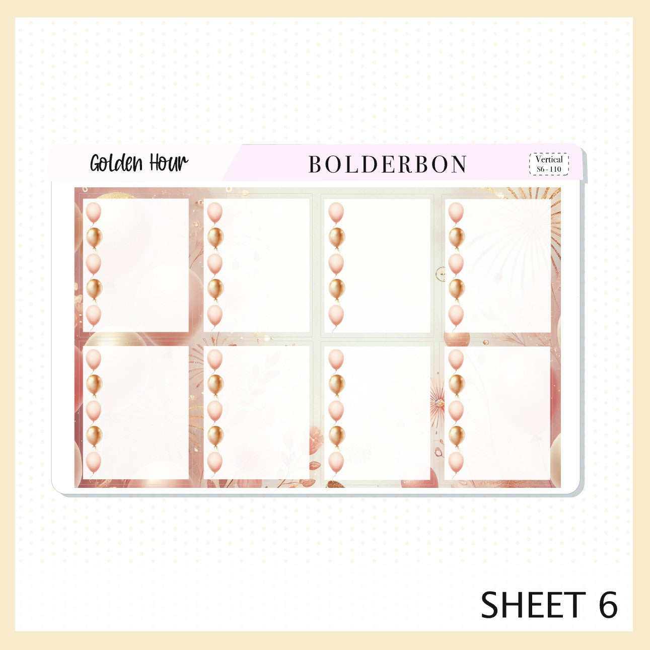 GOLDEN HOUR || 7x9 Vertical Planner Sticker Kit