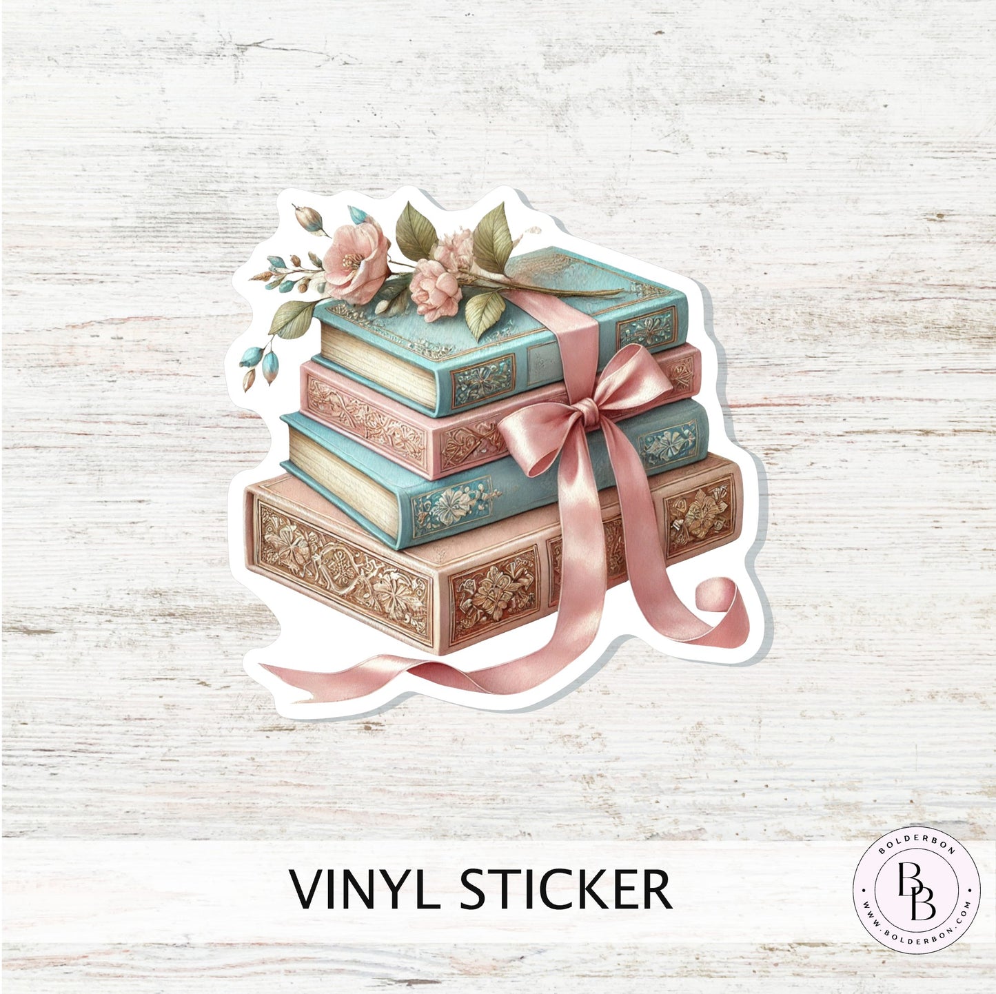 Elegant Book Stack Vinyl Sticker ||  Book Lover Vinyl Sticker, Unique Bookish Gift - Perfect for Planners, Journals, laptops and More!